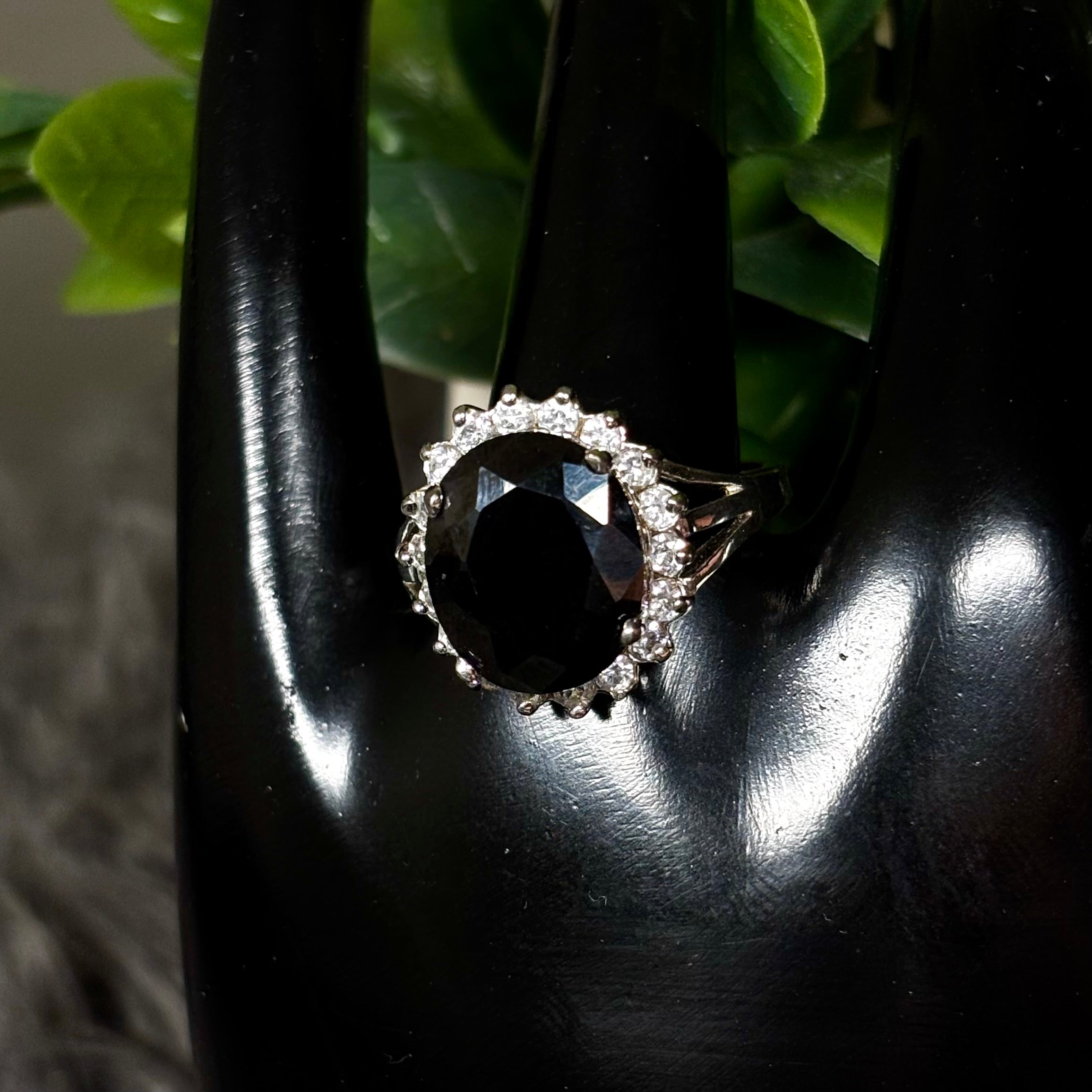 Black Stone Slivertone Ring