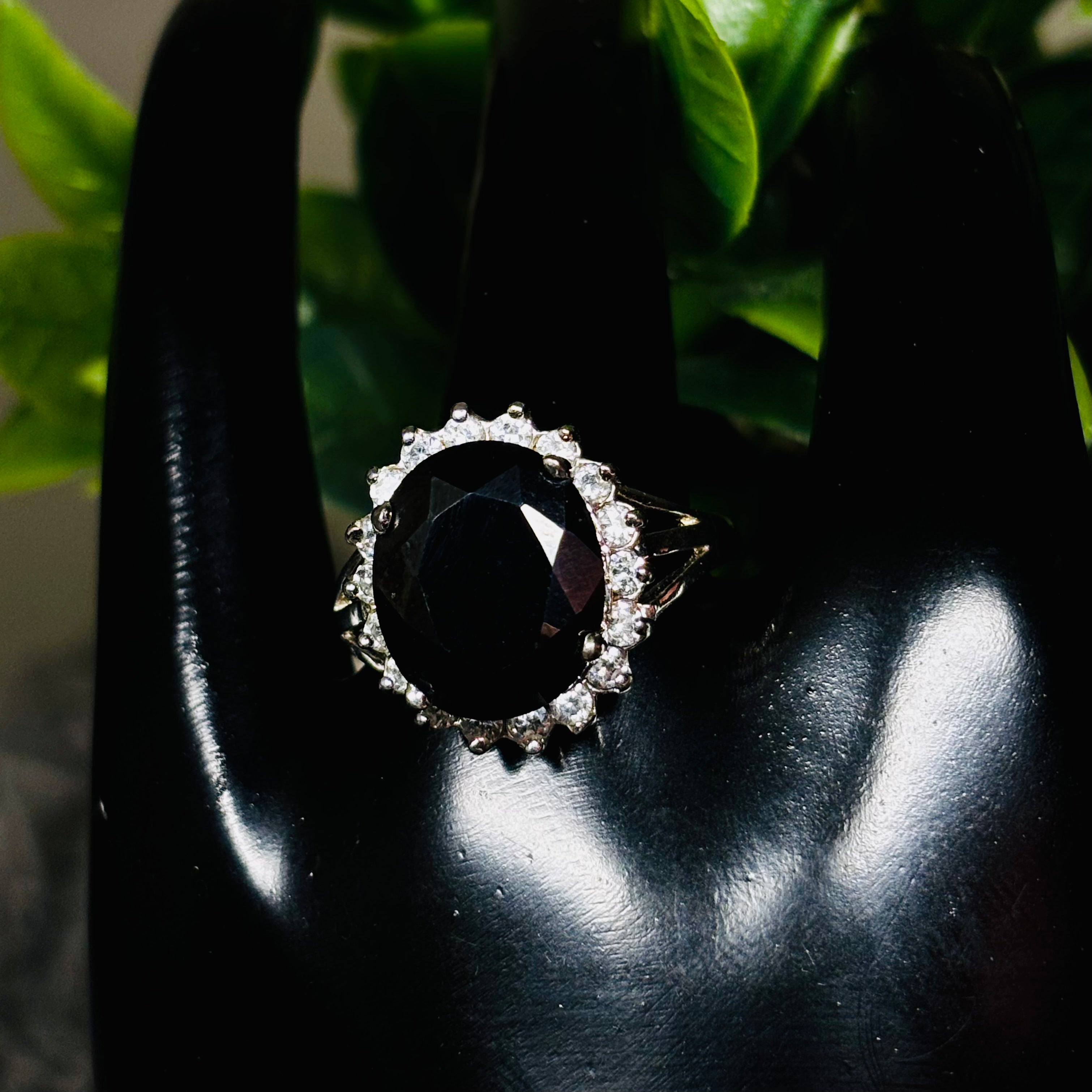 Black Stone Slivertone Ring