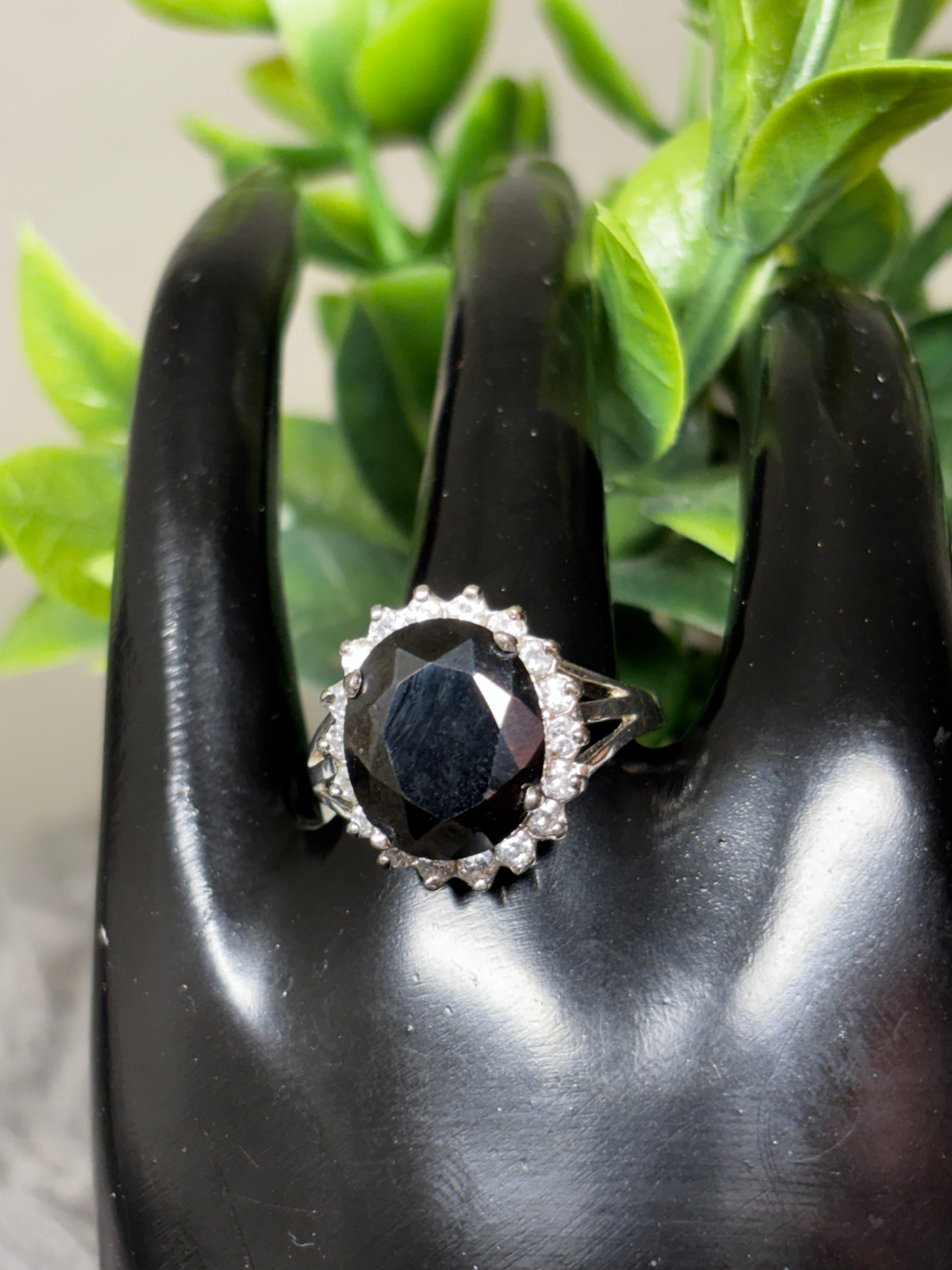 Black Stone Slivertone Ring