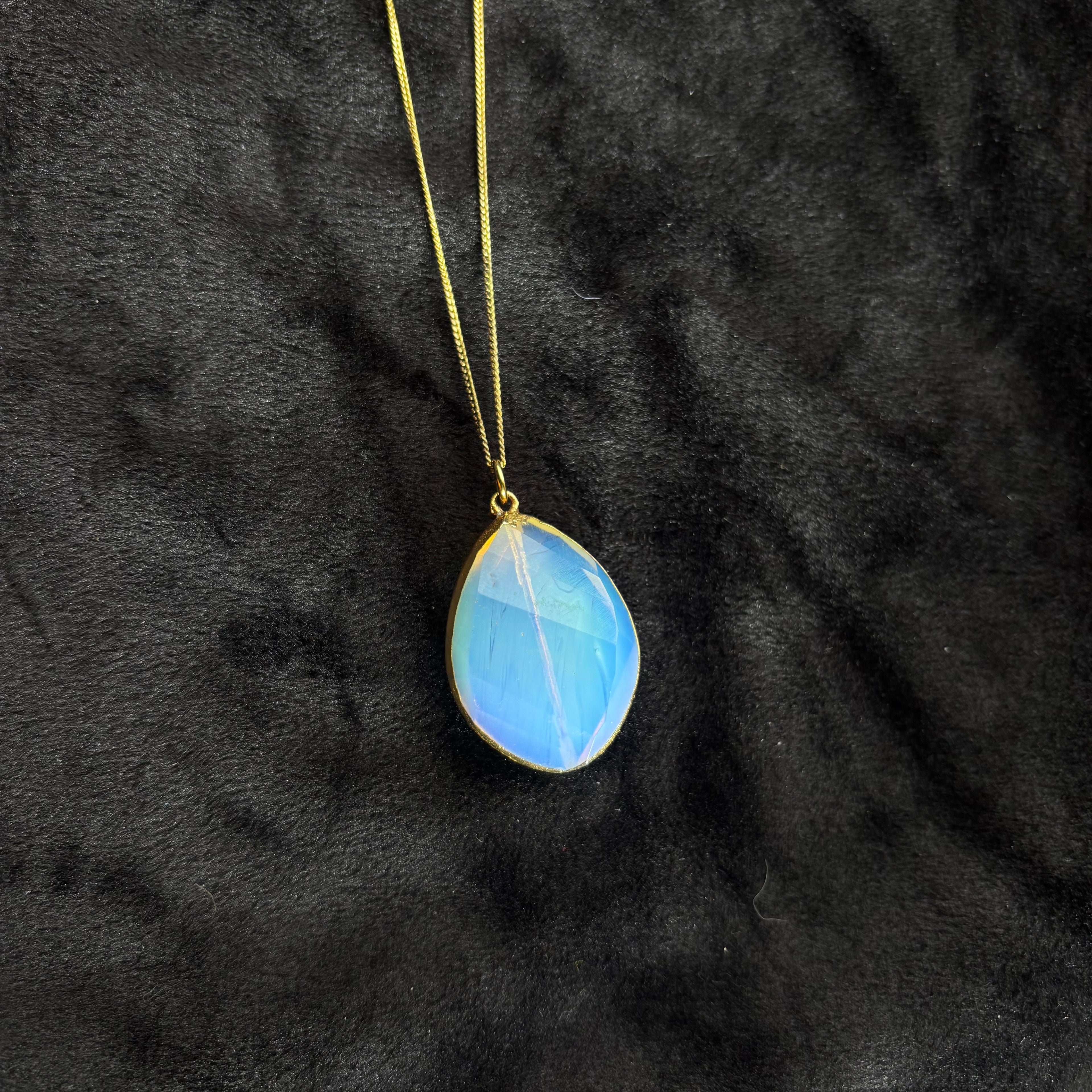 Opal Necklace with Silver Chain