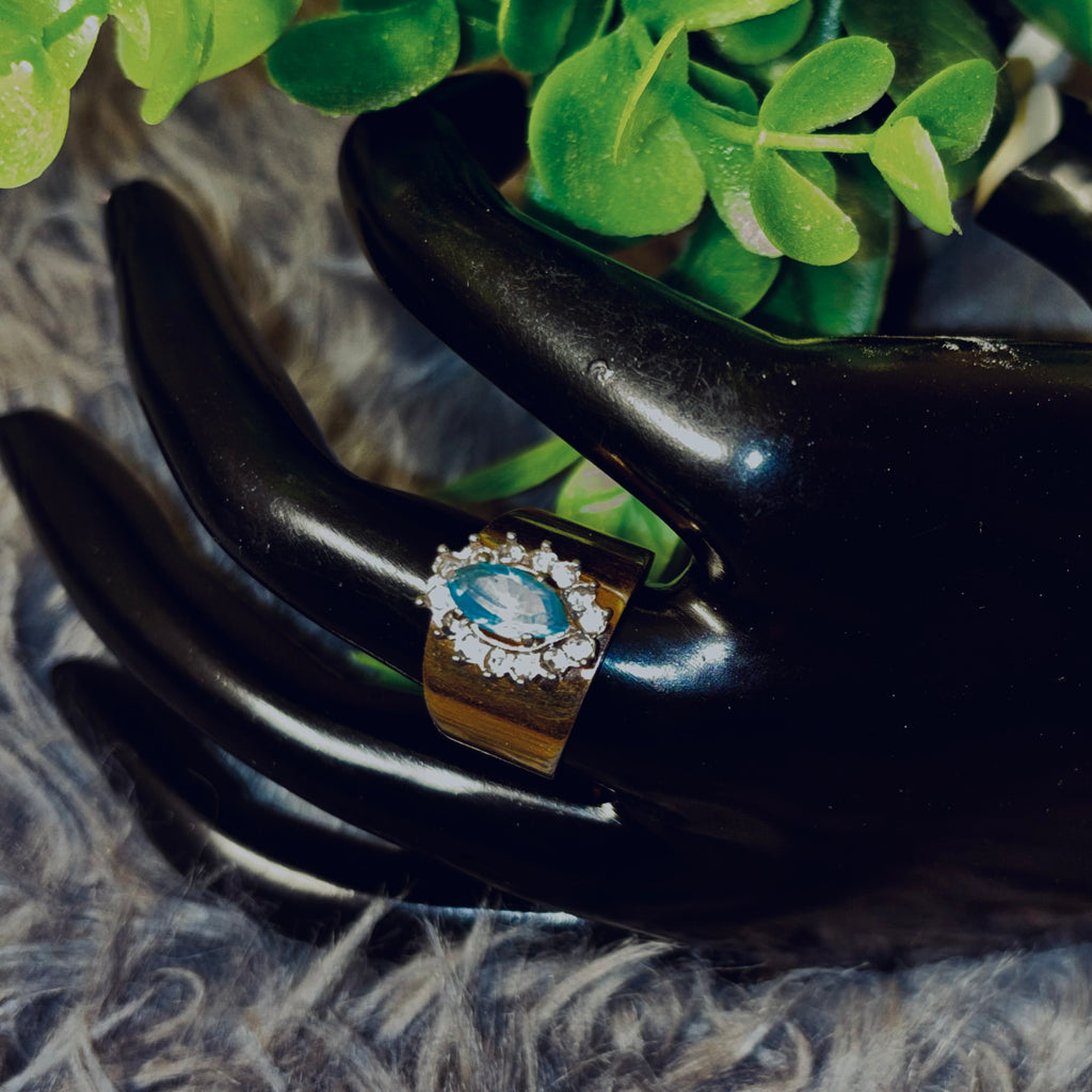 Light Blue Topaz Marquise Cut Goldtone Ring