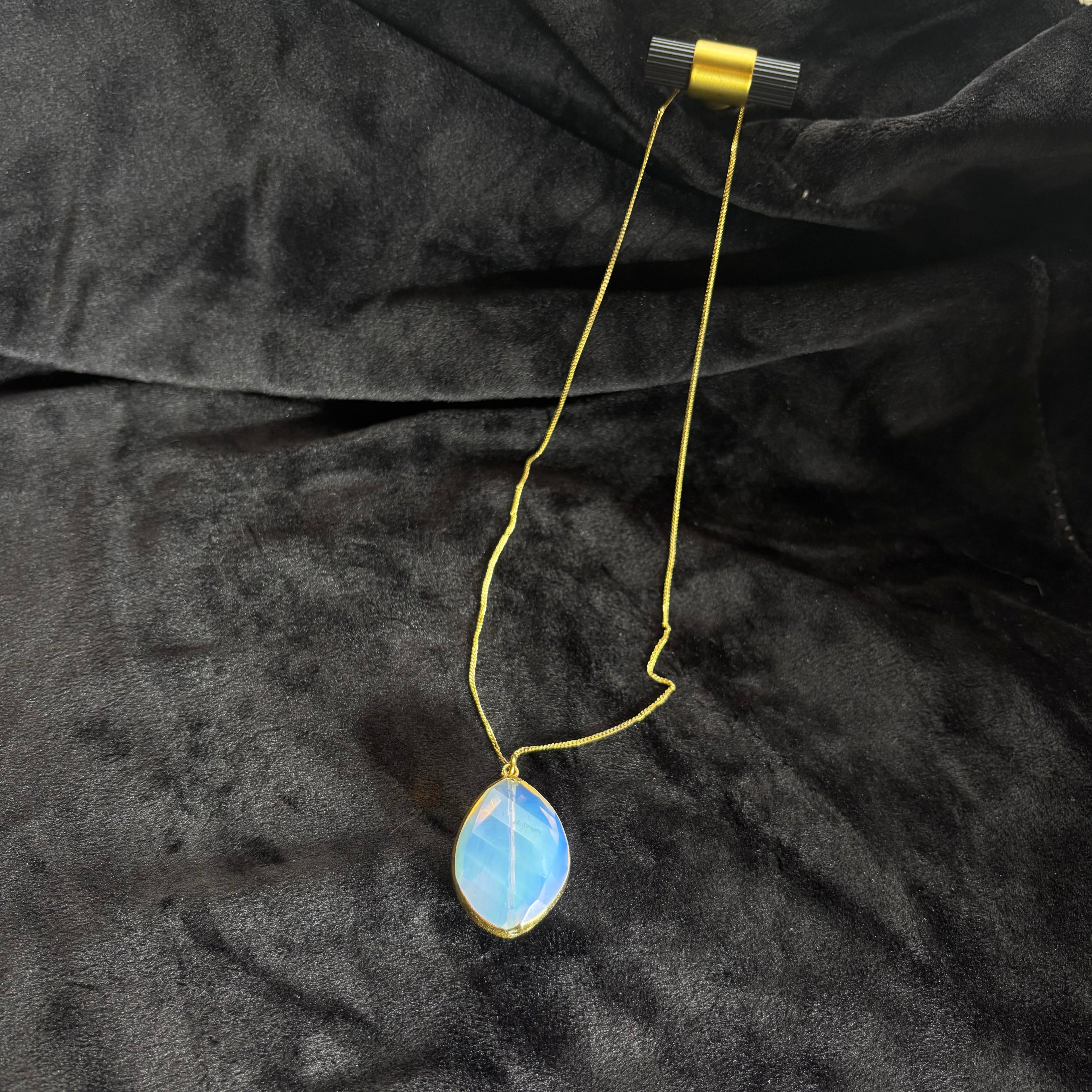 Opal Necklace with Silver Chain