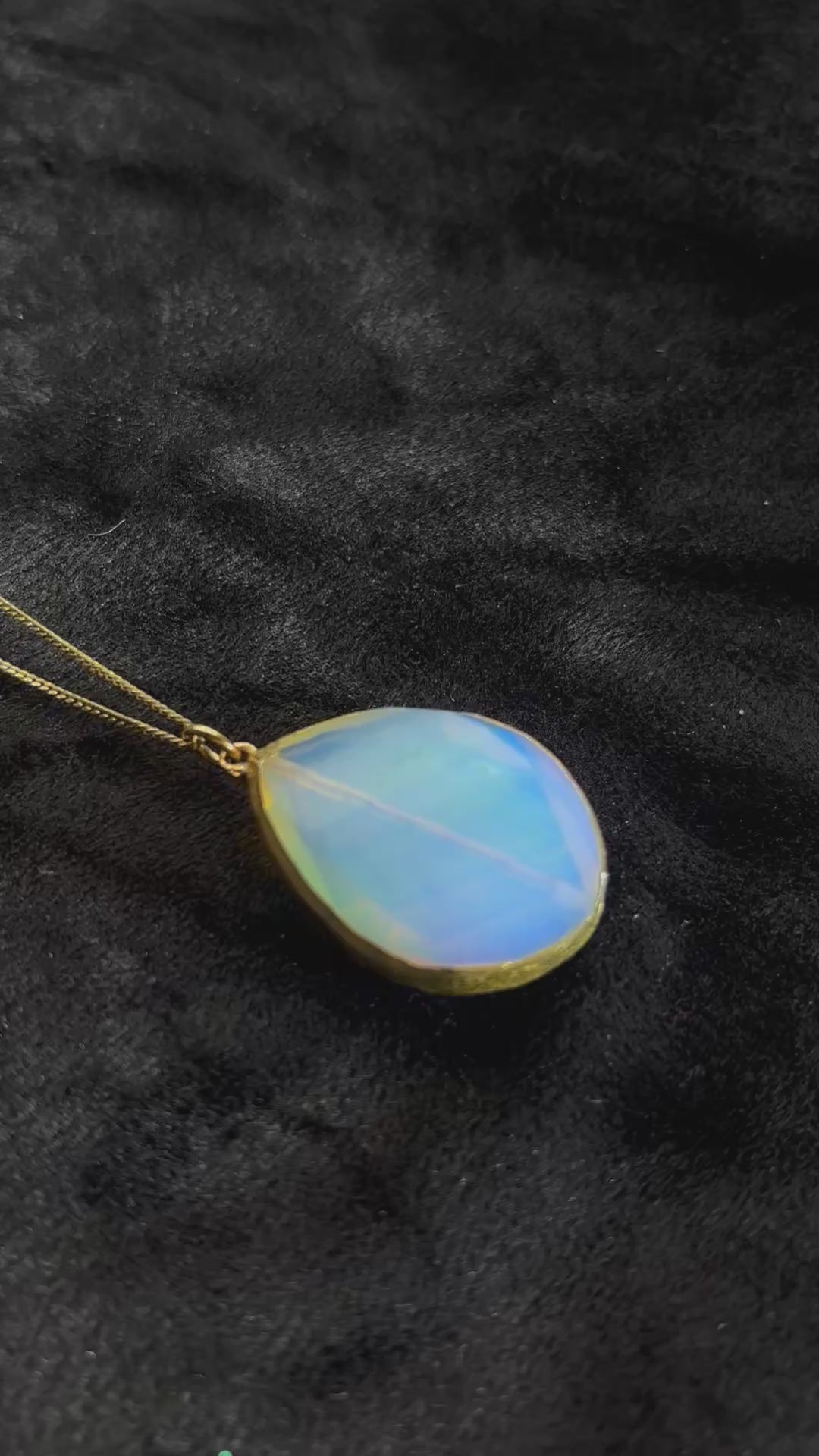Opal Necklace with Silver Chain